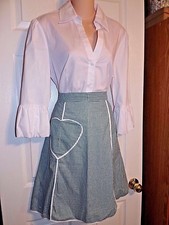 Womens Vintage Heart Pocket Gingham check Green White apron 50s 60s