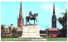 LADY GODIVA MONUMENT,BROADGATE,COVENTRY.VTG UNUSED POSTCARD*C8