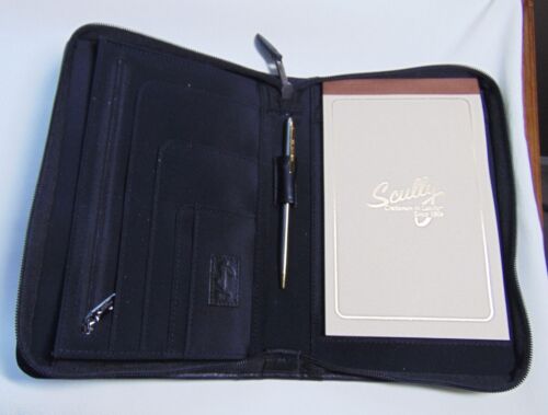 Vintage SCULLY Black Italian Leather Business Folder Portfolio Organizer READ