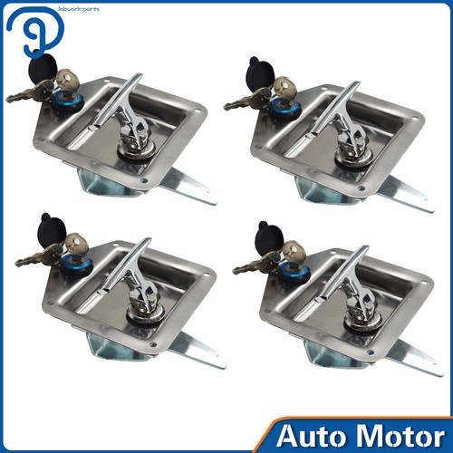 Truck Toolbox Door Lock Latch Folding T Handle Stainless Steel Latch with Keys - Picture 4 of 14