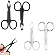 Paquete de 4 pinzas, tijeras, tijeras de punta recta para cejas, para depilarse