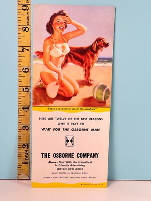 Edward D'Ancona Pin Up Blotter Card ''Much At Seashore Osborne Advertising '' 