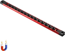 3/8-Inch Drive Magnetic Socket Organizer, Heavy Duty Aluminum Socket Rail Organi