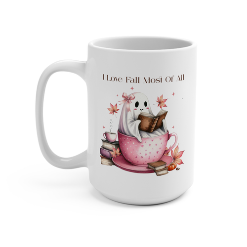 Fall Mug Ghost Autumn Book Lover Spooky Cute Gift For Reader Coffee Tea Cup - Picture 3 of 6