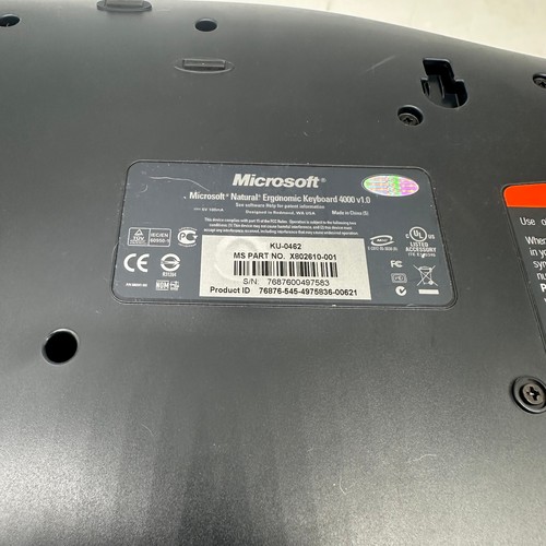 Microsoft Natural Ergonomic Keyboard 4000 v1.0 KU-0462 Model 1048 USB Wired - Picture 5 of 6