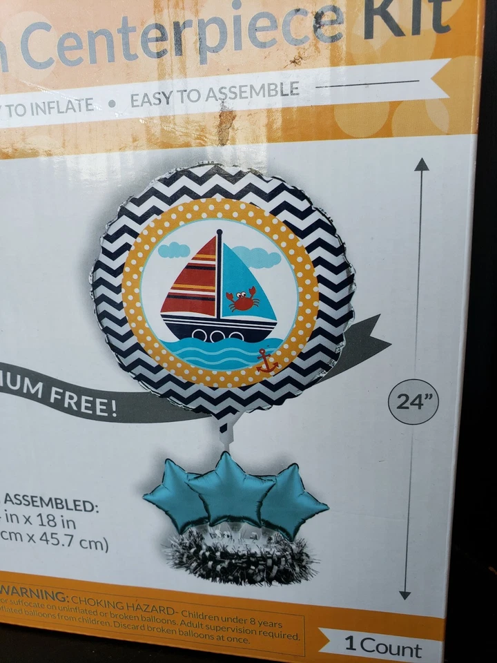 24 Inch Sailboat Crab Ocean Balloon Centerpiece Kit Birthday Party Decorations - Image 2 of 4