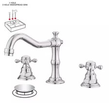 BWE 8 in. Widespread 2-Handle 3-Hole Bathroom Faucet w/ Drain Kit in Chrome NEW
