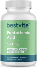  Bestvite Pantothenic Acid 500mg (Vitamin B5)(240 Vegetarian Capsules) 