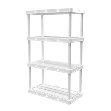 Gracious Living 4 Shelf Knect-A-Shelf Fixed Height Light Duty Storage Unit,White