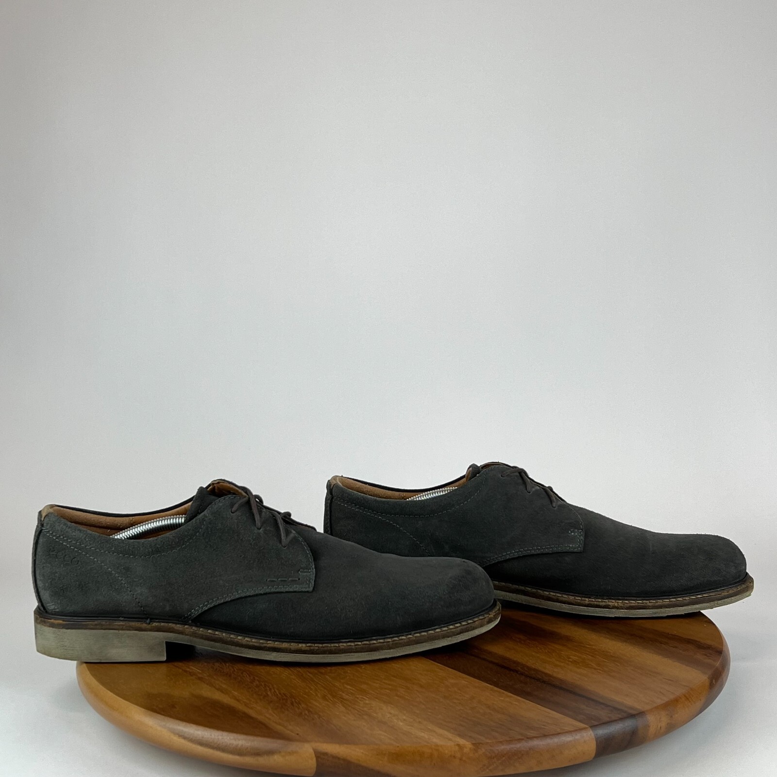 SAOLA Scarpe derby eleganti uomo Ecco grigio scamosciato punta liscia taglia EU 45 US 11 11 5 M OTTIME CONDIZIONI