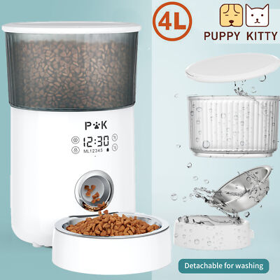 Futterspender Katze Apritsce 4L Futterautomat Für Katzen Mit Timer & Edelstahlnapf - Automatischer Futterspender Futterautomat Mit Edelstahlnapf