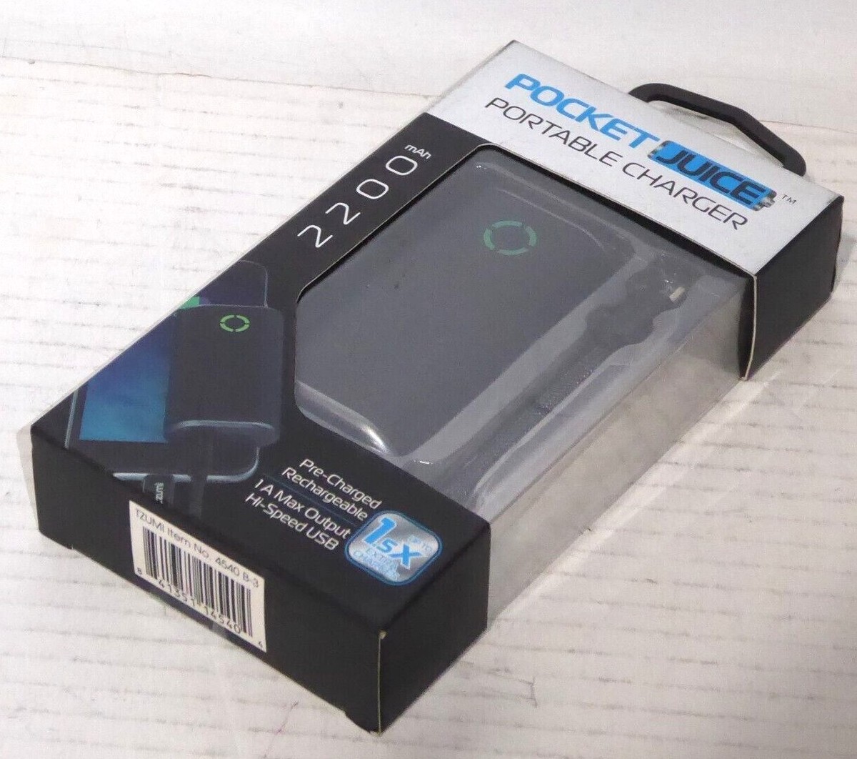 Pocket Juice portable charger Power Bank 2200 MAH USB Brand New