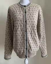 Vintage Eddie Bauer Womens Sz L Cardigan Wool Blend Long Sleeve Buttons Front
