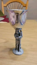 Vintage 1988 M. Gallo Pewter Drinking Cup w/ Knight Stem Medieval / Middle-Earth