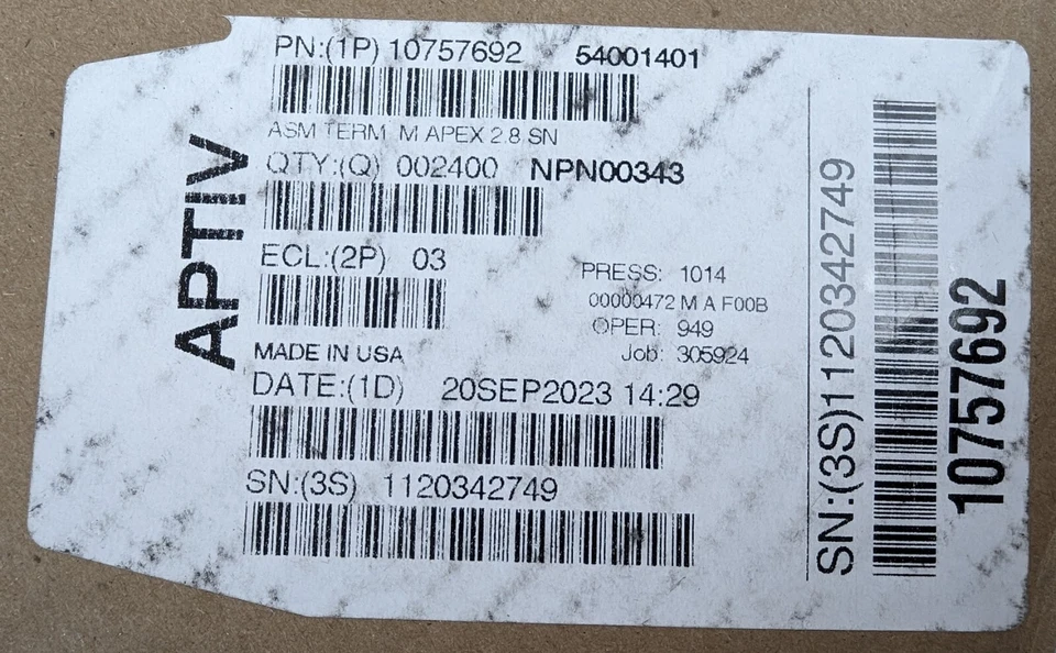 2400 Aptiv Delphi 10757692 Automotive Connector Pins 16-14AWG Crimp Male NEW - Image 4 of 4