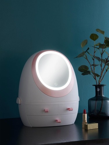 Modern LED Lighted Mirror Makeup Organizer Stand for Bathroom, Dresser, and Vani - Picture 39 of 40
