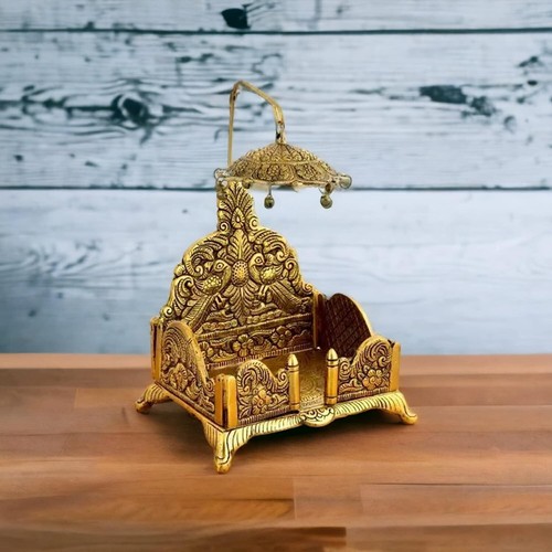 Traditional Lord Krishna Idols Gold Plated Antique Singhasan 32 inche For Temple