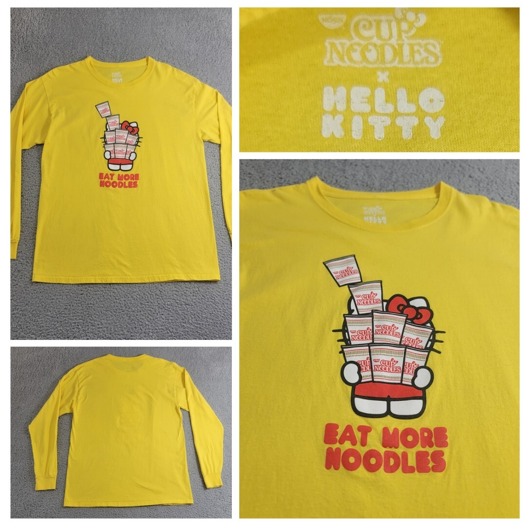 Hello Kitty x Cup Noodles T-Shirt Large Yellow Long Sleeve | eBay