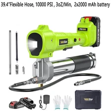 TaskStar 21V Cordless Electric Grease Gun Kit 10000 PSI 2xBattery Hose & LED