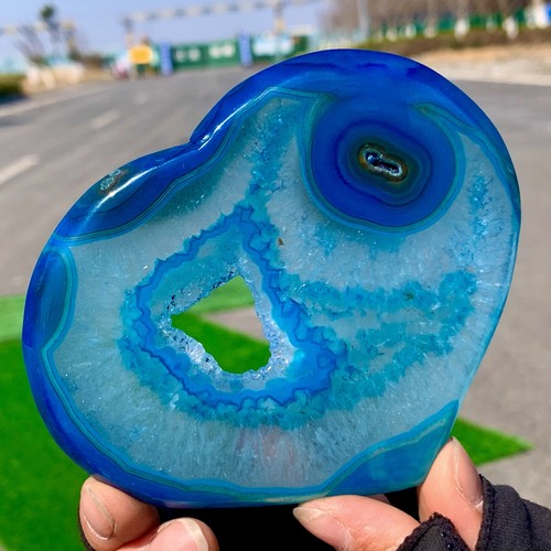 187G Beautiful Blue agate heart-shaped crystal heart-shaped energy healing - Picture 22 of 24