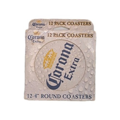 Corona Extra Logo Drink Beer Coasters 12 Pack 4'' Round NEW Bar Pub Party Decor