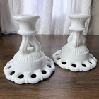 Westmoreland Milk Glass Candlesticks Pair White Lace Edge Vintage