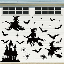 31Pcs Halloween Garage Decoration Magnet Stickers Black Witch Bat Spider Castle