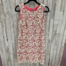 Eliza J Pink Brocade Overlay Lace Sheath Dress