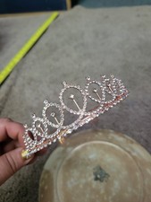 Rose Gold Pink Rhinestone Tear Drop Loop Tiara