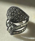 Vintage Marcasite Sterling Silver 925 K Thai Ring Size 6.5 Art Deco