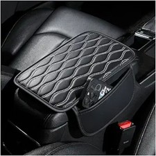 Center Console Cover with Extend Pocket, Upsize Leather Arm Rest- Black/White