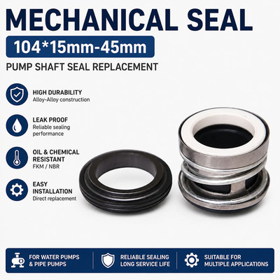 Mechanical Seal 104*15mm-45mm Alloy-Alloy FKM/NBR Pump Shaft Seal Replacement