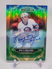 2020-21 Upper Deck Stature Pat LaFontaine Green Auto SP #'D 22/25 #77