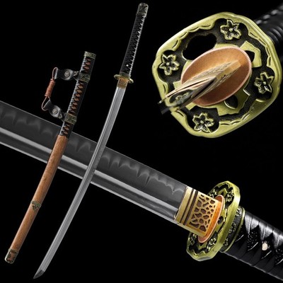 Tachi Katana Sword Clay Tempered T10 Steel Real Hamon Japanese Samurai Sharp