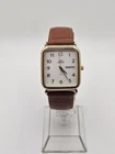 Neo-Vintage 1998 Timex Mens Indiglo Daydate Rectangle Analog Watch Brown Band