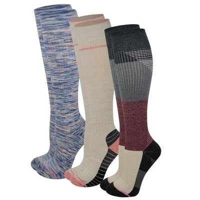 Compression Knee High Socks (3 Pairs), Arch Support Outdoor Running 9-11 Ast#7