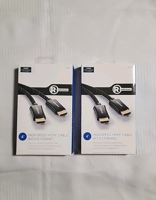 Radio Shack 4' High Speed HDMI Cable With Ethernet BRAND NEW Lot Of 2