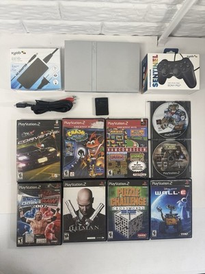 PlayStation 2 (PS2) Silver Slim Console Bundle - New Laser - 9 Games - TESTED