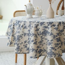 Pastoral Round Tablecloth - 60 Inch Dia. Table Cloth - Washable Table Cover w...