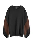 DRIES VAN NOTEN HANDY PANEL SLEEVE CREW SWEATSHIRT in Black & Brown Size Medium