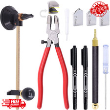 9 Pcs Glass Cutting Tool Set Kit Includes Adjustable Circular Glass Cutter