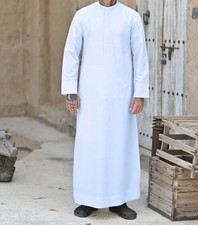 Mens White Kuwaiti Thobes Jubbah Jubba Thawb Kandora Dishdasha Jalabiya Kaftan