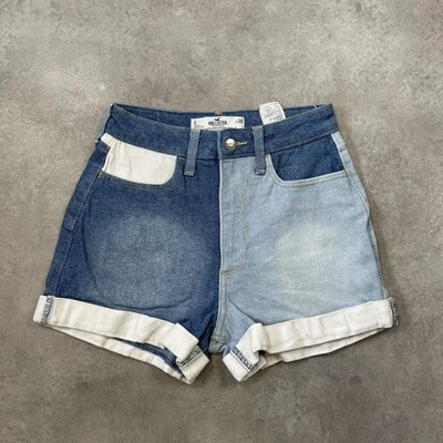 Hollister Mom Shorts Femmes 26" Ultra Haute Taille Relaxed Denim Jorts, Bleu - Photo 1/4