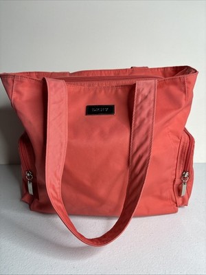 DKNY Nylon Medium Tote With Zip Pockets Pink