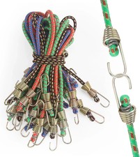 24 Pieces Mini Bungee Cords with Hooks Small Bungee Cords Black Bungie Straps El