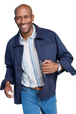 Herren Reißverschluss Baumwolljacke mit Kordelkragen, komplett gefüttert Chambray mit Brust & Seite