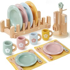 Toyssa Wooden Play Kitchen Accessories Montessori Toys for Toddlers 3-5, Play...