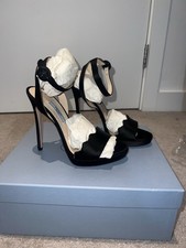 PRADA Black Satin Calzature Donna Heels NEW