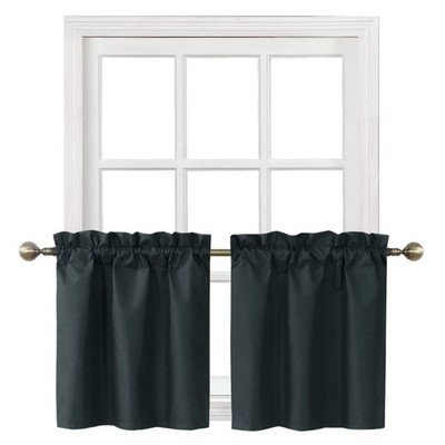 Home Queen Blackout Rod Pocket Tier Curtains for Small Window, Short Room Darken