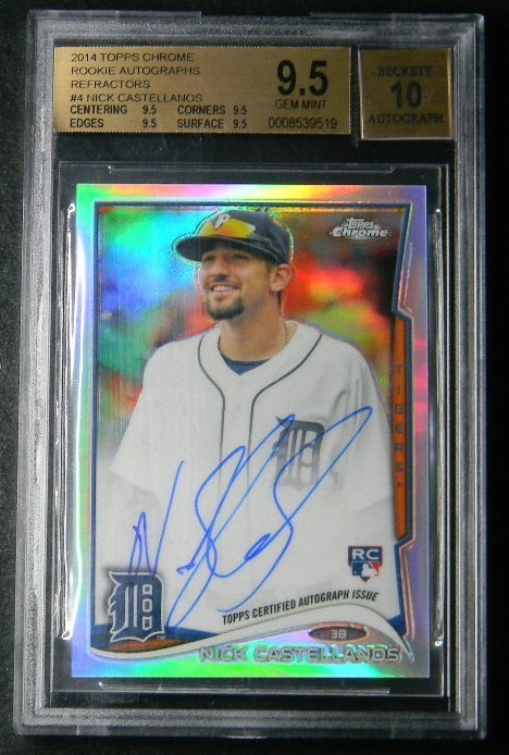 2014 Topps Chrome Rookie Auto Refractor 51/499 Nick Castellanos Beckett 9.5 GM